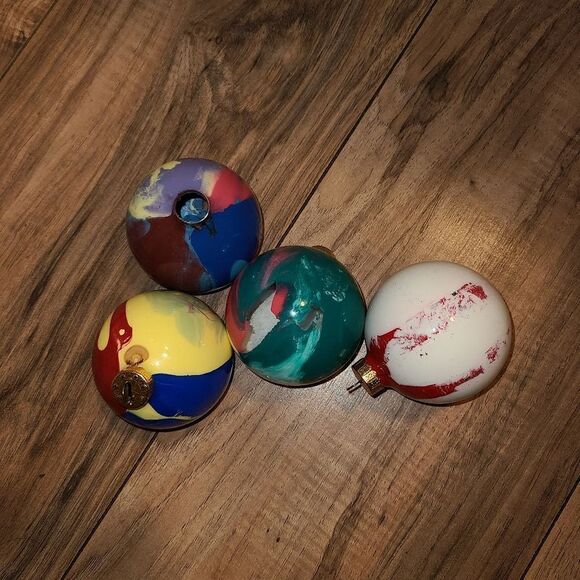 Set Of 4 Painted Multi Color Christmas Ornament - Picture 2 of 6